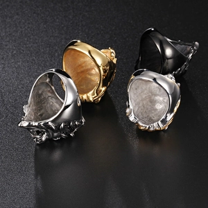 Gothic punk lion head rings for men in gold, silver and black stainless steel options