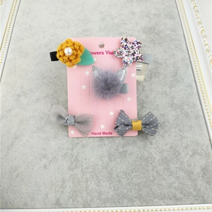 5-piece kids hair clip set with mink fur crown, felt flower, and sparkling star designs