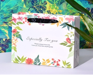 Floral gift bag with 'Especially For You' text and romantic message in 45-degree view