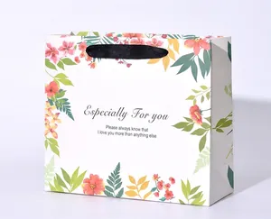 Floral gift bag with Especially For You greeting and black ribbon handles for Valentine's