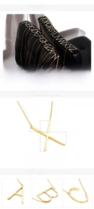 Detail of 18K gold plated alphabet pendant with 40x30mm dimensions and 500mm chain length