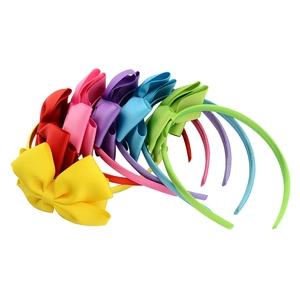 Handmade double-layered polyester ribbed ribbon bow headbands for children in multiple colors
