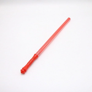 Detailed view of 48cm red glowing stick with textured handle for concert cheering events