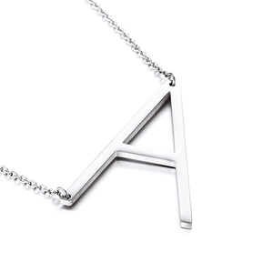 Initial Pendant Necklace Stainless Steel Capital Letter Alphabet A-Z Minimalist Polished Jewelry For Women Men
