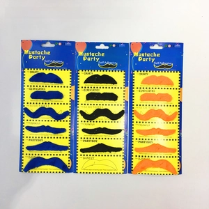 Variety set of six self-adhesive synthetic mustaches for party and costume dress-up
