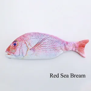 Creative red snapper fish shaped pencil case with realistic 3D scale print and zipper