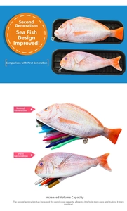 Detailed comparison of standard and large capacity realistic fish pencil cases