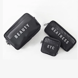 Breathable Mesh Cosmetic Bag Nylon Storage Pouch For Travel Makeup Toiletries Portable Lightweight Organizer Black