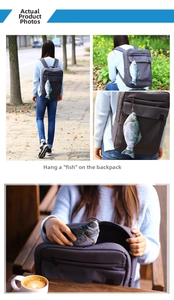 Realistic fish-shaped plush pencil case with metallic chain and detailed scale print