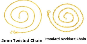 Detail view of 2mm twist chain and classic gold clavicle necklace with S-hook clasps