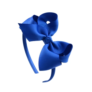 Navy blue 4-inch grosgrain ribbon bow headband for girls on a clean white background