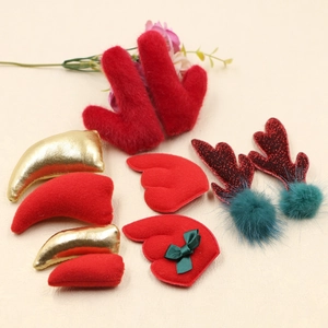 DIY Christmas Hair Accessory Materials Reindeer Antlers Ears Glitter Felt Plush Craft Decorations For Girls Holiday Party