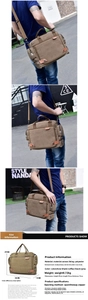 Dettagli della borsa a tracolla in tela kaki 35x29x13cm con finiture in pelle marrone