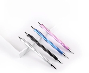 Set of four professional mechanical pencils in silver, black, blue, and pink colors