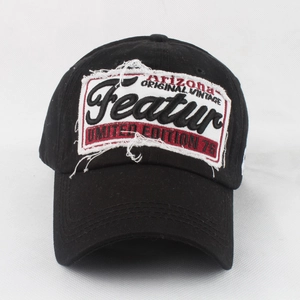 Vintage black washed cotton baseball cap featuring Arizona embroidered patch embroidery