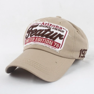 Khaki washed vintage baseball cap with Arizona and Feature letter embroidery