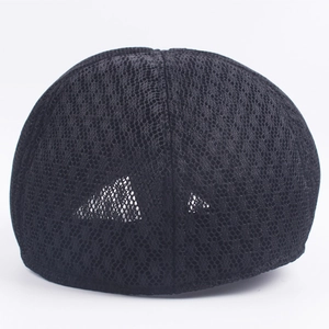 Men's breathable black mesh sun hat with British style flat cap design for summer