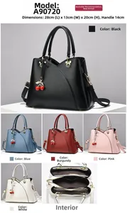 Detailed views of high-capacity handbag showing internal pockets and multi-color options