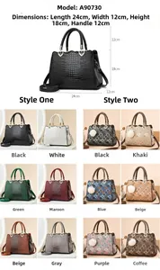 Guide des tailles du sac à main pour femme montrant 24cm de long et les textures