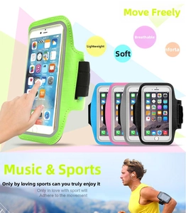 Close-up of waterproof sports armband with touchscreen window and key holder