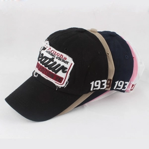 Vintage washed baseball cap with Arizona embroidery and distressed edges in five colors