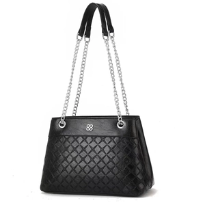 Elegant Women Shoulder Bag PU Leather Rhombic Quilted Embossed Floral Silver Chain Strap Fashion Crossbody Messenger