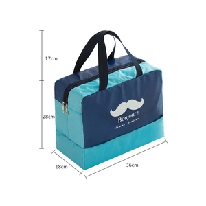 Blue waterproof dry wet separation gym bag for sports and travel storage 36x28x18cm