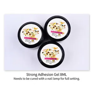 Three jars of 8ml clear nail glue for metal decor and rhinestones, requires UV lamp