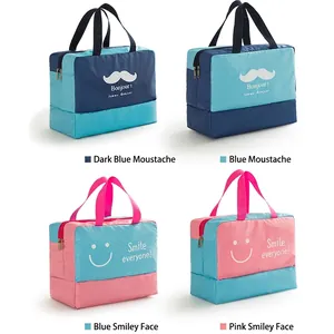 Waterproof travel storage bags with separation and smile print in four color options