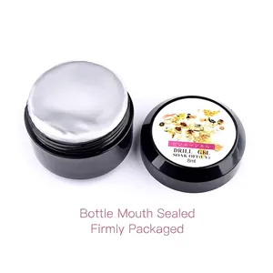 Strong adhesive 8ml UV LED nail drill gel for metal ornaments in black jar with seal