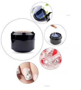 Detailed view of high viscosity clear nail rhinestone gel with strong adhesive texture
