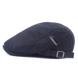 Béret classique en coton noir pour hommes avec boucles latérales en métal réglables