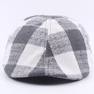 Classic grey and white plaid duckbill ivy cap in thick textured fabric for men
