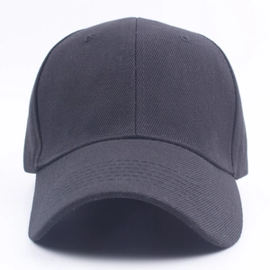 Classic black cotton 6-panel baseball cap with curved brim for sun protection