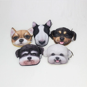 5-piece dog breed coin purse set with Bull Terrier 3D prints and zipper closure