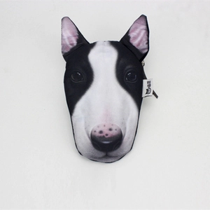 Realistic Bull Terrier print coin purse with zipper closure and soft 3D digital fabric