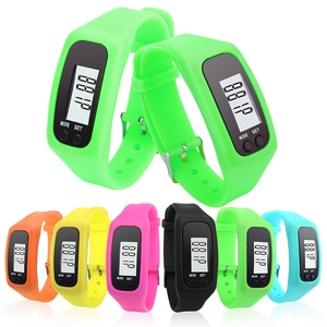 Silicone sports pedometers in various vibrant colors with LED digital display screen