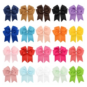 Set of 20 assorted colorful 6 inch grosgrain ribbon fishtail bow hair clips for girls