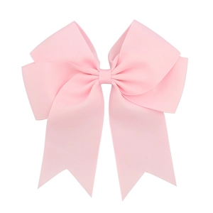 6 inch pink grosgrain ribbon hair bow with fishtail streamers for girls hair clip