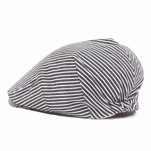 Béret classique en coton à rayures noires et blanches pour homme avec vue latérale