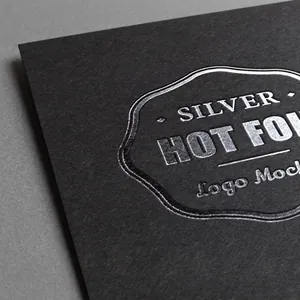 Premium black paper tote bag featuring luxury silver hot foil logo stamping craft