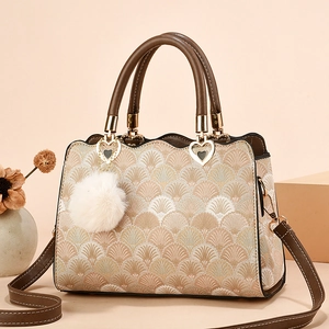 Sacs À Main Vintage Pour Femmes En Cuir PU Motif Crocodile Bijoux En Métal Cœur Sac Bandoulière Pompon Fourrure