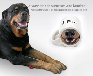 Funny ceramic mug with Rottweiler dog nose print and 'I'm...' text for creative gift use