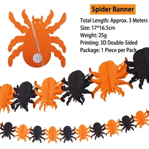 3m Halloween spider banner with black and orange 3D double-sided printed paper decorations