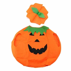 Kids Halloween pumpkin costume set sleeveless tunic with matching hat dress up party outfit