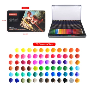 Set de 72 lápices acuarelables profesionales NYONI en caja metálica con tabla de color