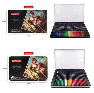 Juego de lápices de colores acuarelables en cajas de metal de 36 y 48 colores