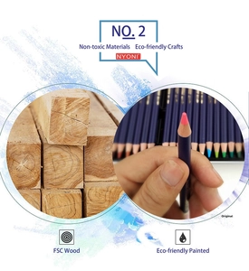Detalle de la textura de madera certificada FSC y mina de lápiz de color segura y no tóxica