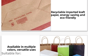 Detail of eco-friendly kraft paper bag showing fold craft and multi-color handles