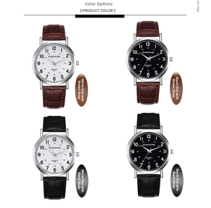 Detailed comparison of four quartz watch variations with leather straps and classic dials